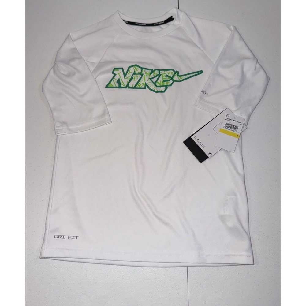 Nike Swim Boys' Small Short Sleeve Hydroguard Rash Guard UV Protect Dri Fit